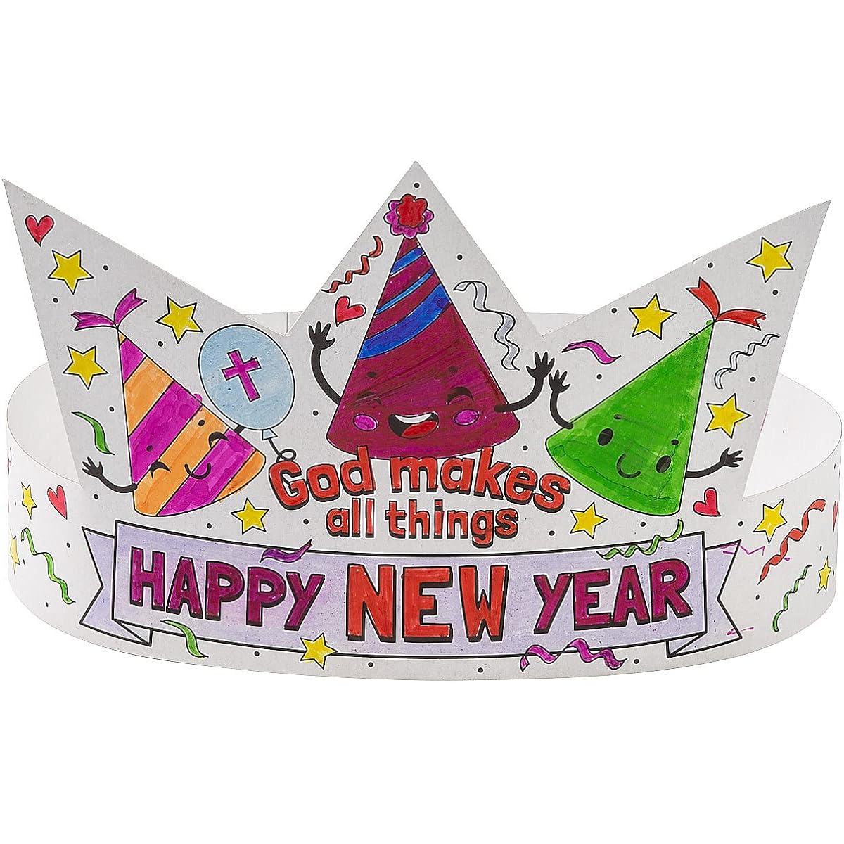 Fun Express Color Your Own Faith Happy New Year Crown - Craft Kit - 12 Piece