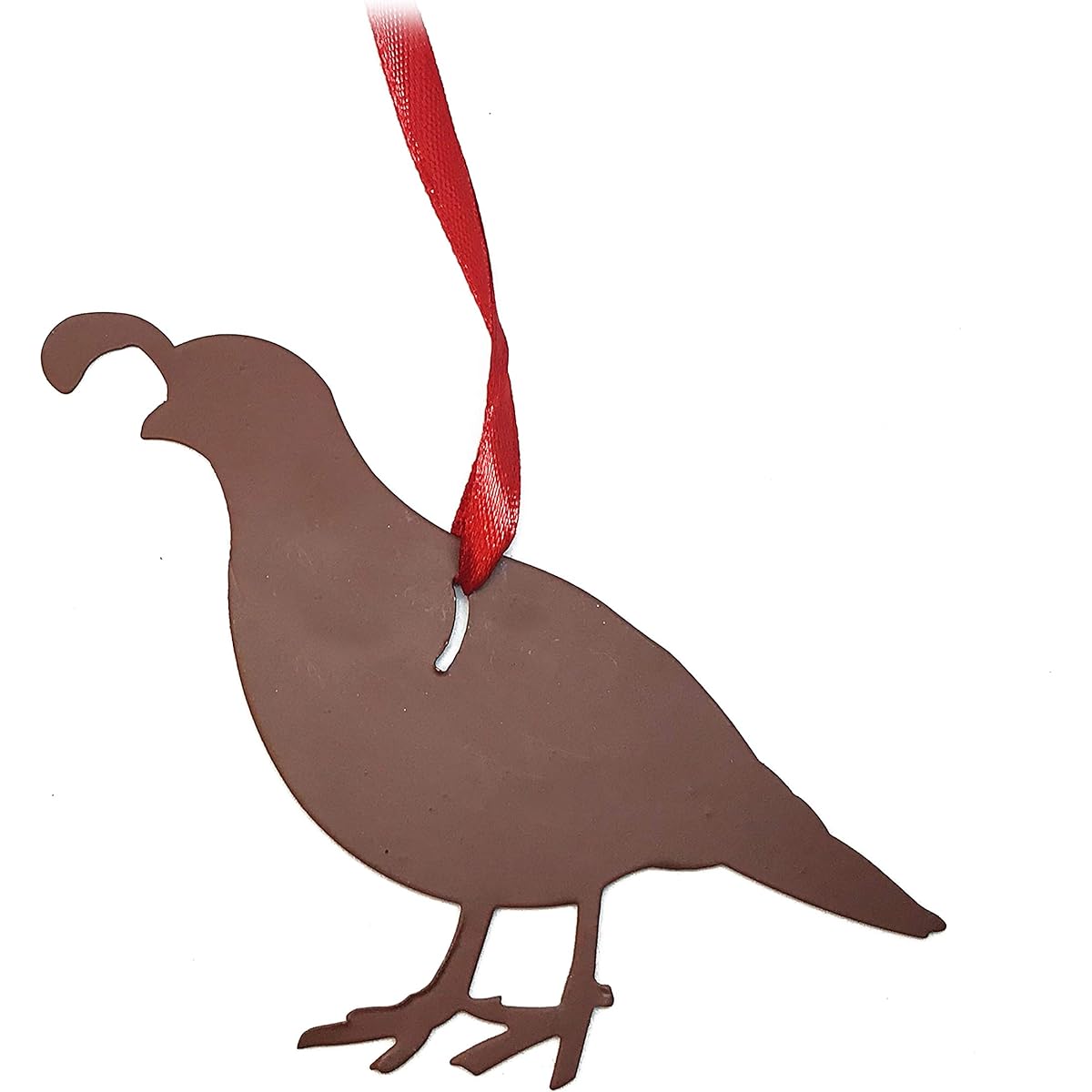 Quail Rustic Christmas Ornament (4" x 3.5") Metal Die Cut Bronze Holiday Ornament
