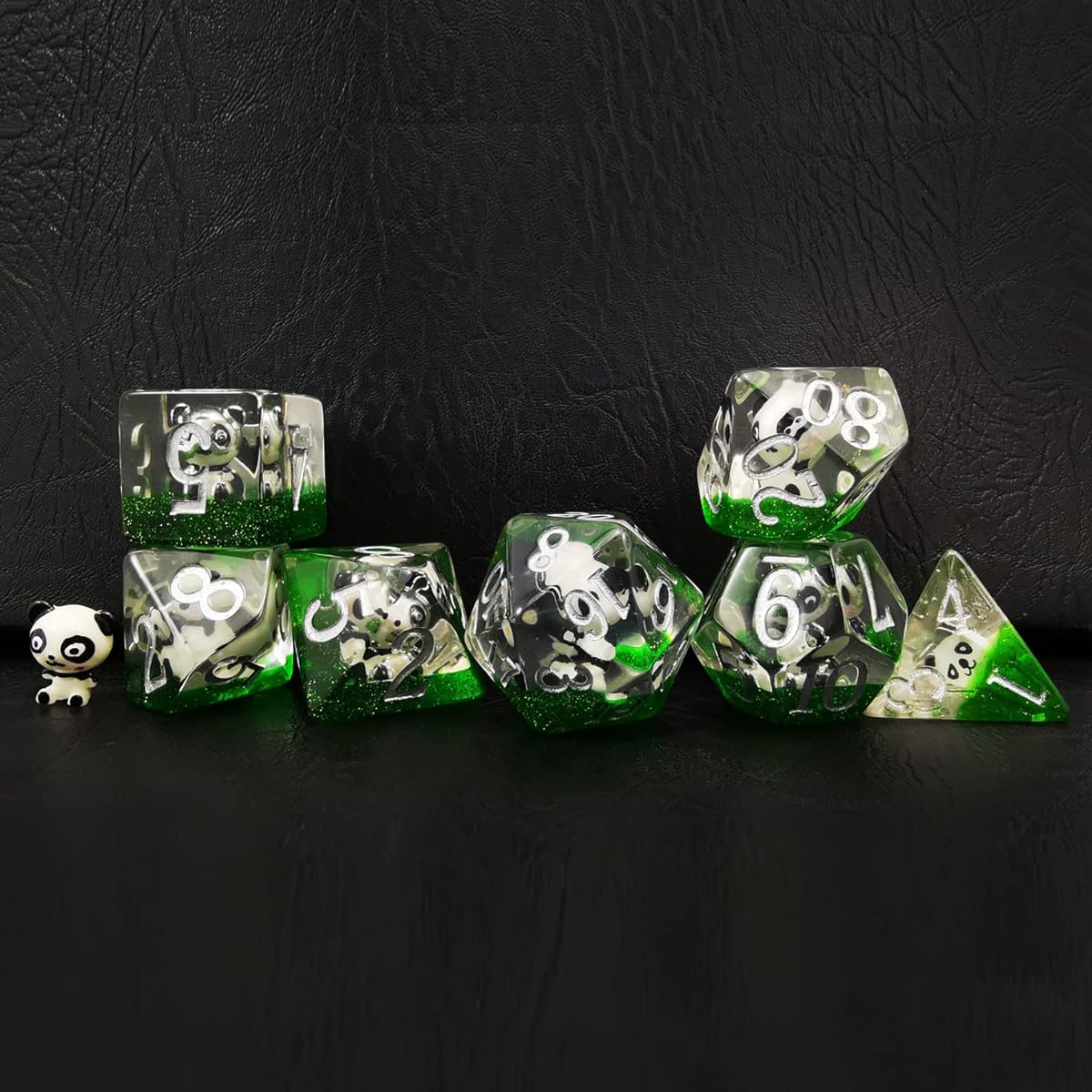 Bescon Extra Large DND Animal Dice Set Panda Giant 7 Piece Panda Polyhedron D&D Dice Set, Big Size Dungeons and Dragons Dice
