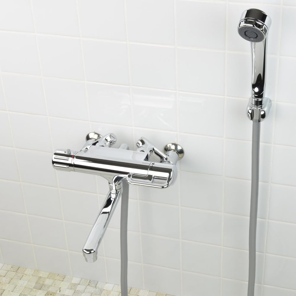 Kakudai Bathroom Wall Mounted Thermostatic Shower Mixer Faucet, Plating Specification, Easy Installation, Rotating Crank, 2 Water Flow Shower, Cold Region Specifications, 174-323K