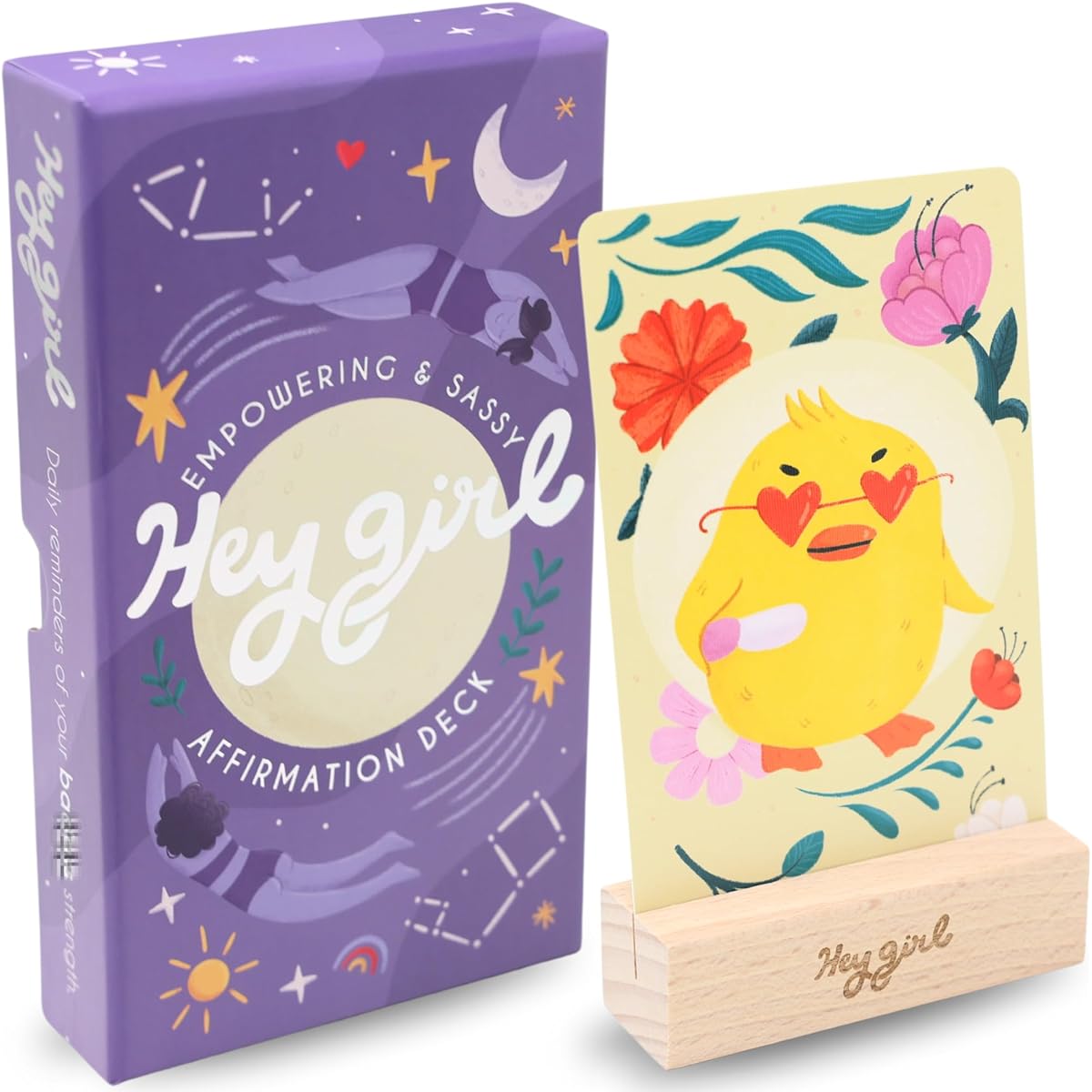 Good Egg Greetings Hey Girl Sassy Affirmation Card for Women - 60 Positive Daily Affirmations - Motivational and Inspirational Cards with Self-Love Gift Quotes