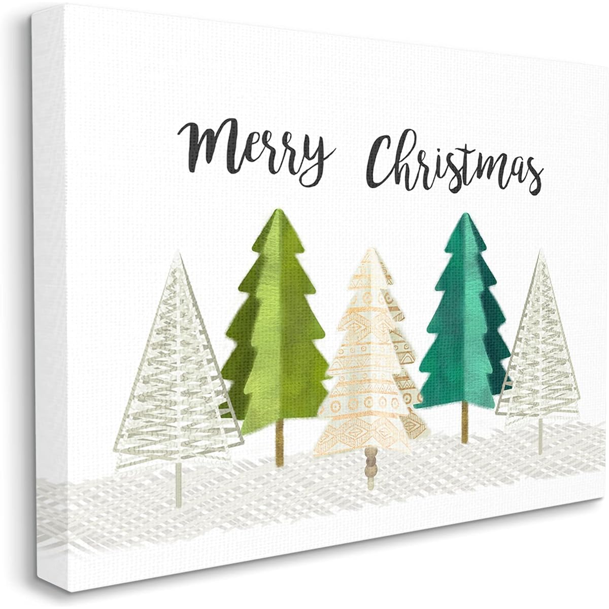 Stupell Industries Merry Christmas Greetings Modern Minimalist Pine Tree, Ziwei Li Canvas Wall Art 16 x 20 Green