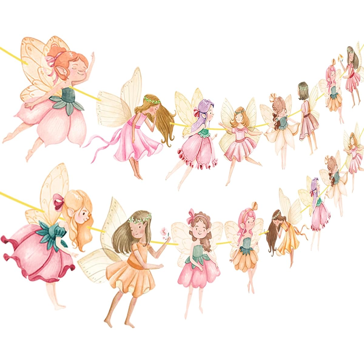 Fairy Party Banner Flower Fairy Banner 2 Pieces Fairy Birthday Party Cutout Decoration Fairytale Wonderland Baby Shower Supplies