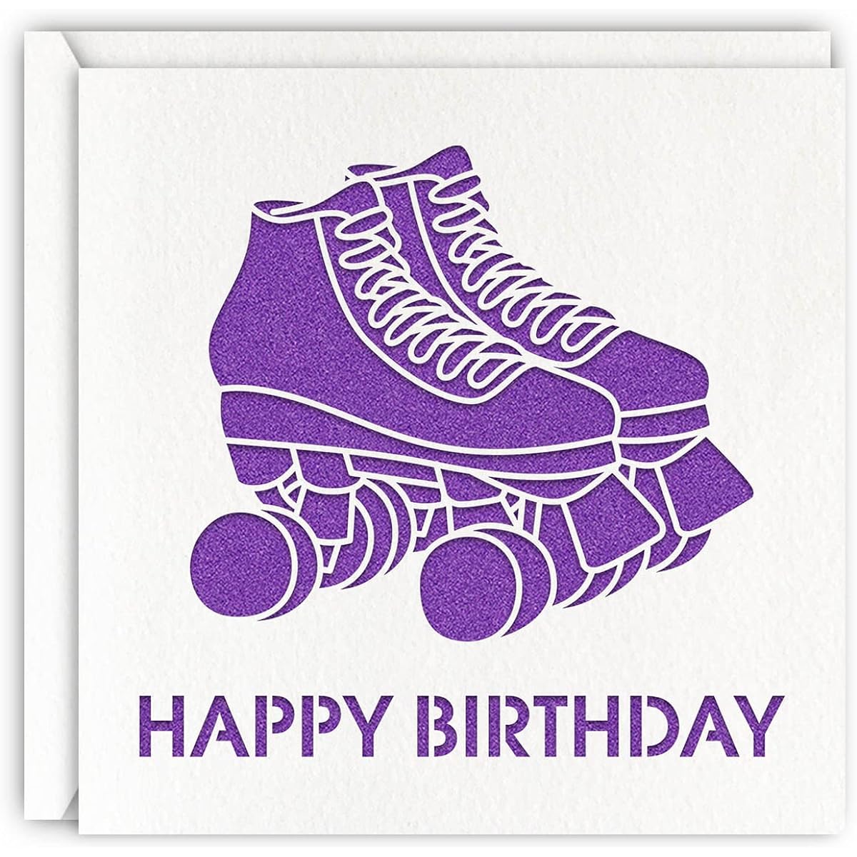 Purple Roller Skates Birthday Card Glitter Laser Cut Greeting Card for Girl/Daughter