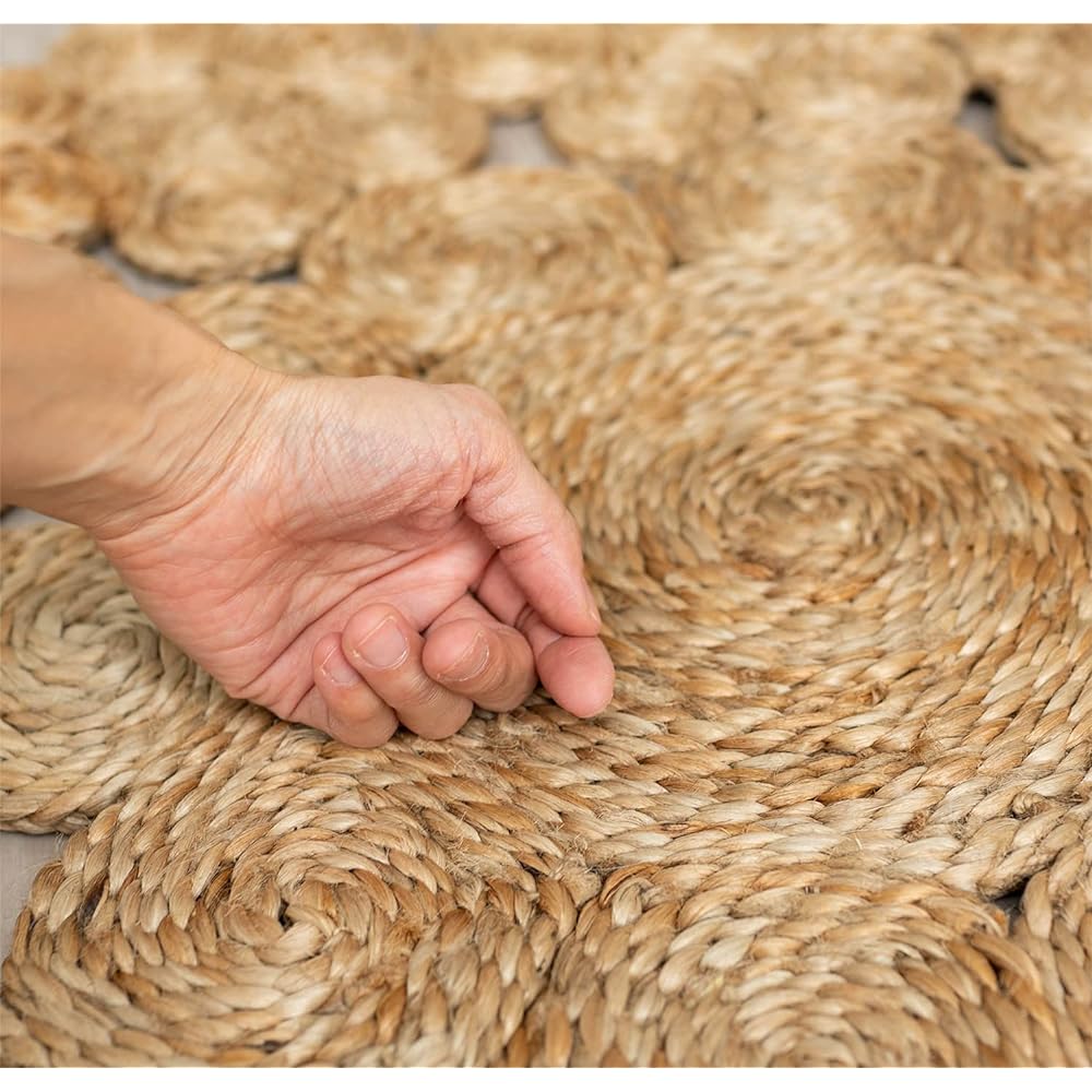 Sayang Sayan Jute Rug Lily Diameter 90 cm Round Natural Natural Material Handwoven Mat