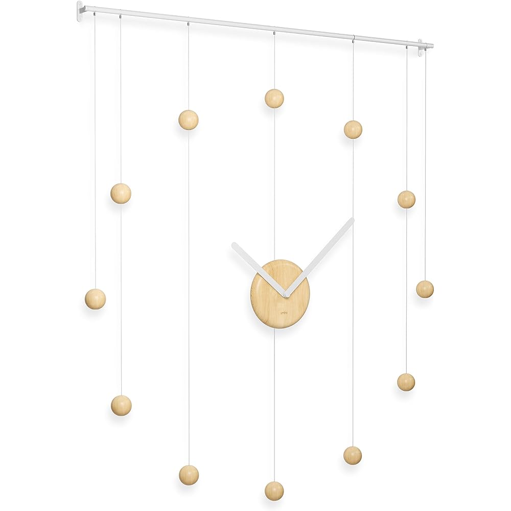 [Official] Umbra Clock Wall Clock White/Natural W13 x D66 x H10cm HANGTIME 21015535668