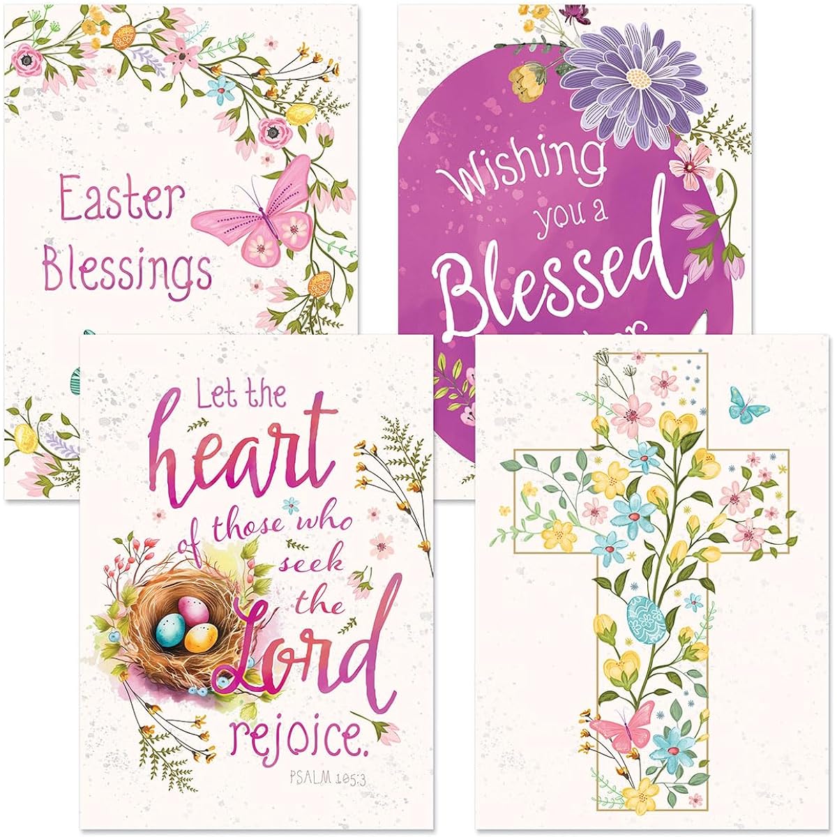 Naturals Faith Easter Cards, Set of 8, 2 of Each Design, 5" x 7" with Envelopes