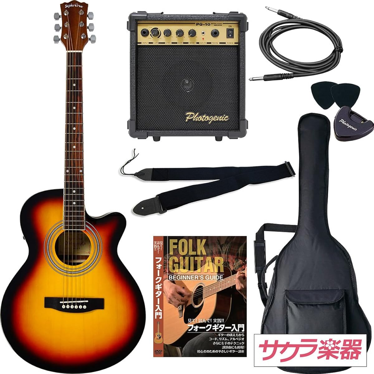 Sepia Crue Sepia Crue Acoustic Guitar Electric Acoustic EAW-01/VS Sakura Musical Original Beginner Introductory Limited Amplifier Set