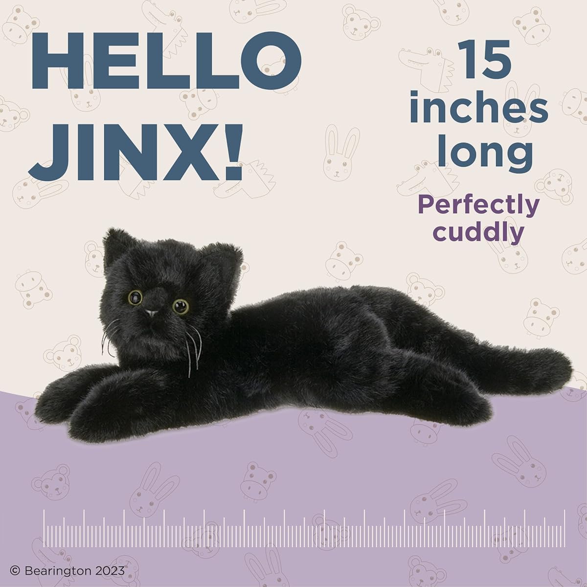 Berlington Jinx Plush Animal Black Cat, Kitten 15 inch