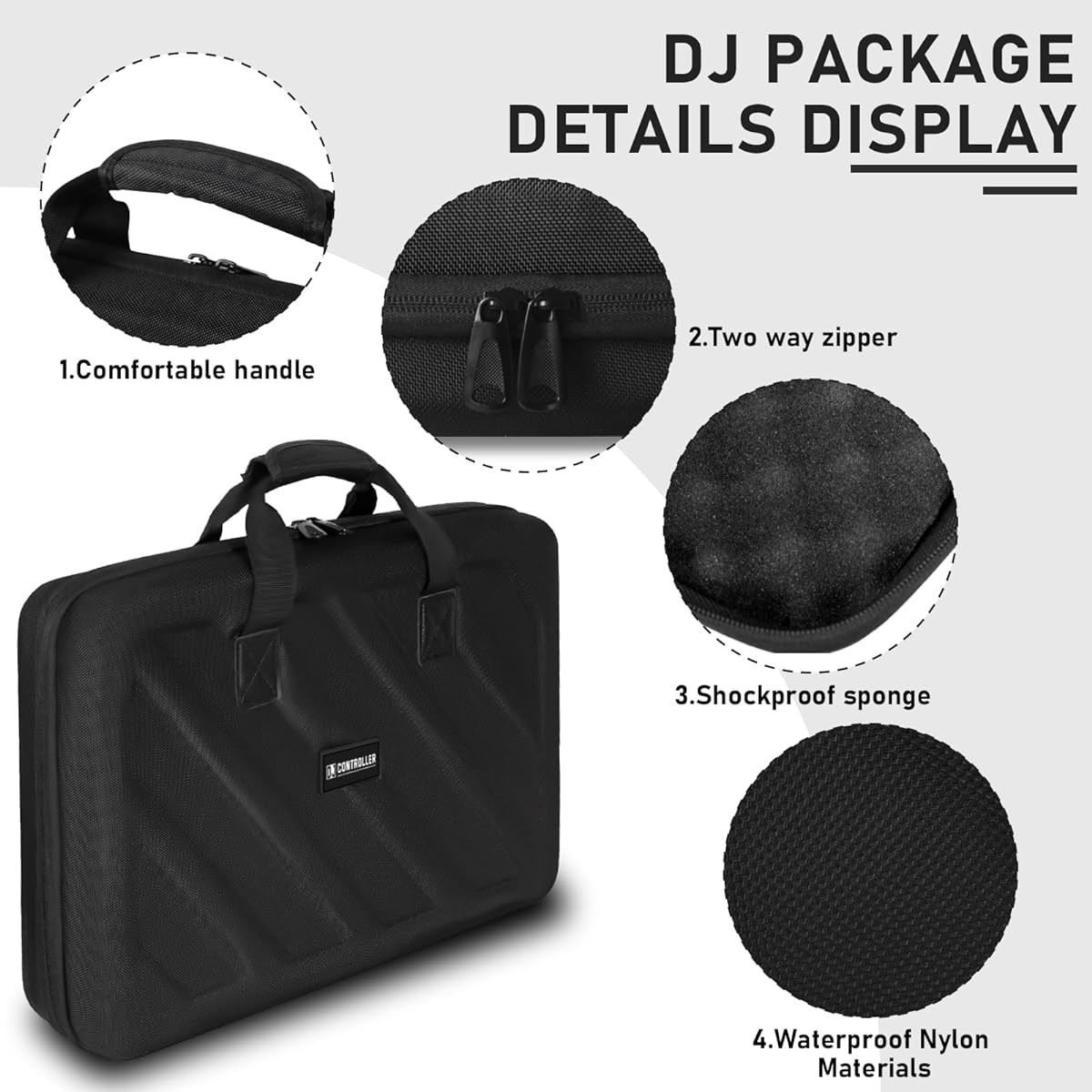 LVKAYCE Hard Case for Pioneer DJ Controller DDJ-FLX4/DDJ-400/DDJ-SB2/DDJ-200/DDJ-SB3/DDJ-RB Protective Carrying Storage Bag, Black (S-20.8 x 14.5 x 3.5 inches)