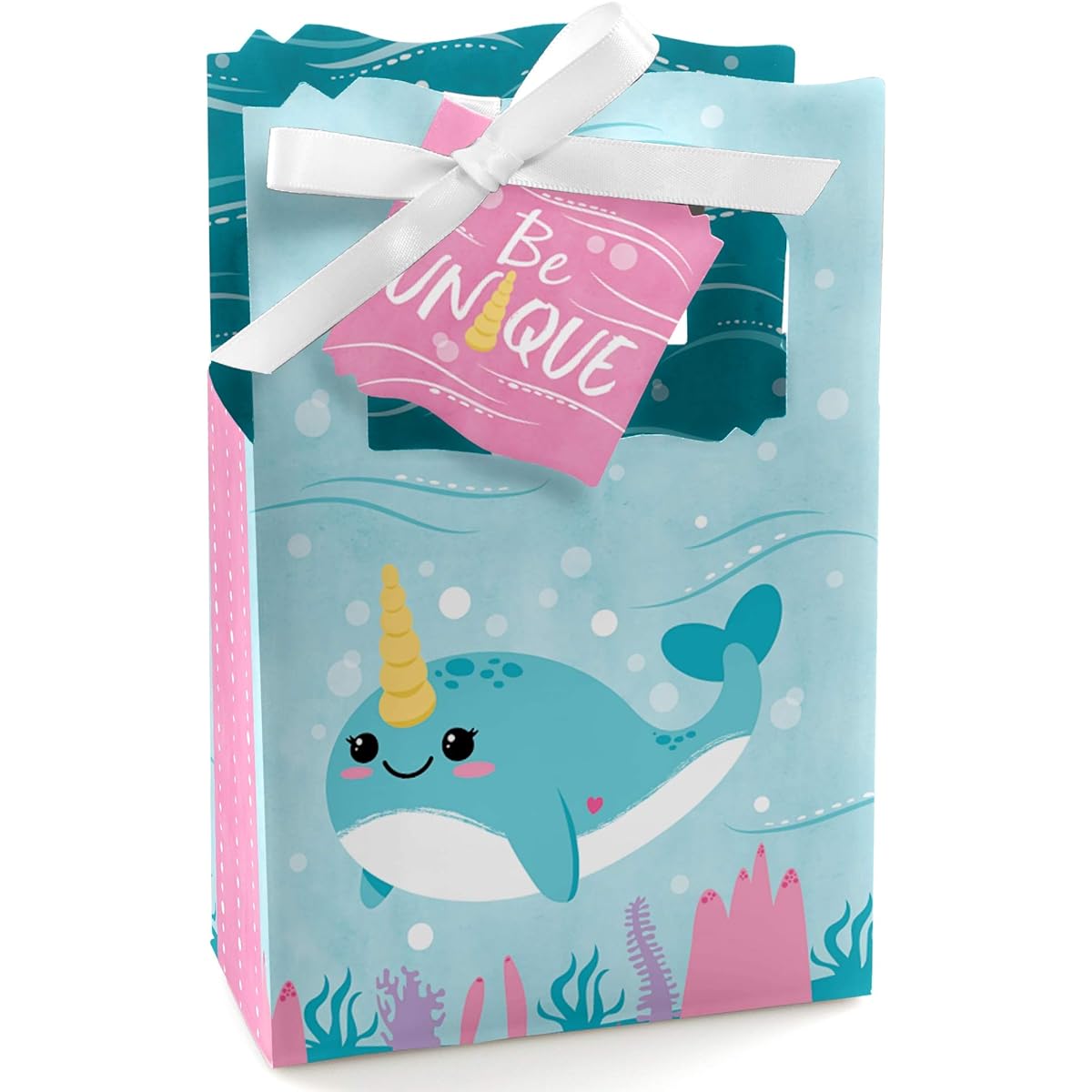 Narwhal Girl - Under the Sea Baby Shower or Birthday Party Favor Boxes - Set of 12