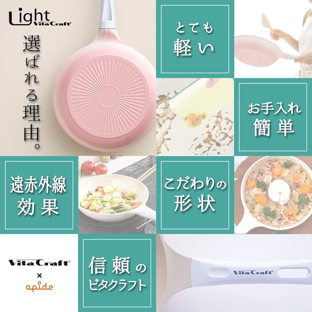 Vitacraft Light Frying Pan 20cm Pink No.1011