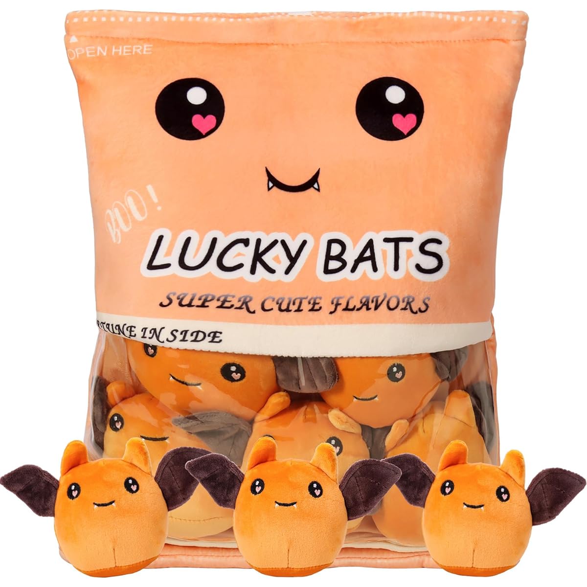 JILPAK Plush Cushion Detachable Bat Stuffed Animal Plush Toy Bat Stuffed Animal Bag Bat Stuffed Animal Cushion Kids Gift Sofa Chair Decorative Pillow 5pcs (Orange)