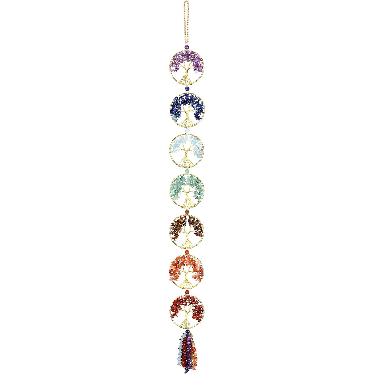 Top Plaza 7 Chakra Stones Healing Crystal Tree of Life Wall Hanging Ornament for Good Luck Reiki Yoga Meditation Protection Mother's Day Mom Gift