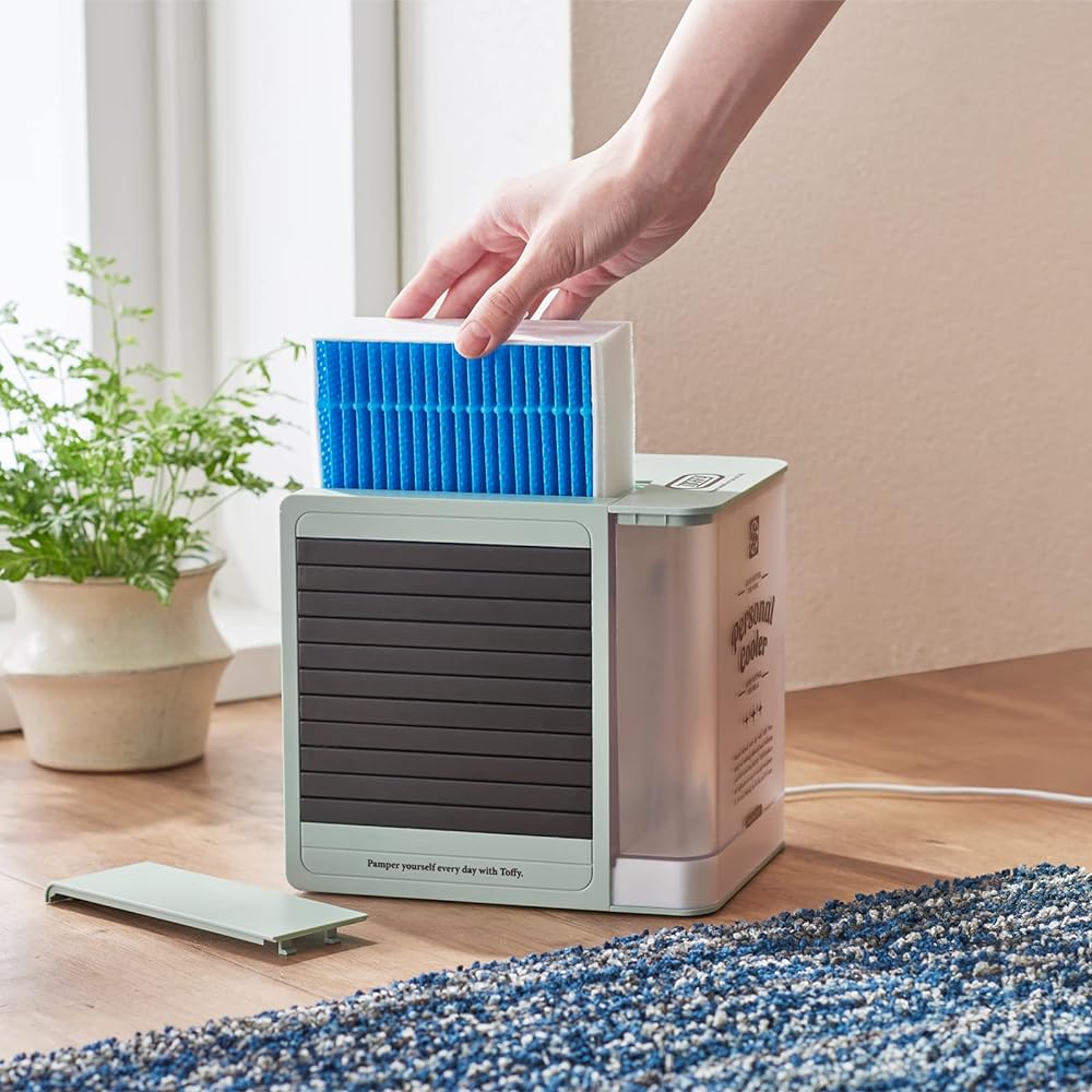 [Toffy] Personal Cooler FN12 (Pale Aqua) Cooling Fan Room Temperature Ratio -5℃ Evaporation Heat Effect 6W Energy Saving Energy Saving Cold Sensitivity Includes LED Light Retro Cute FN12-PA