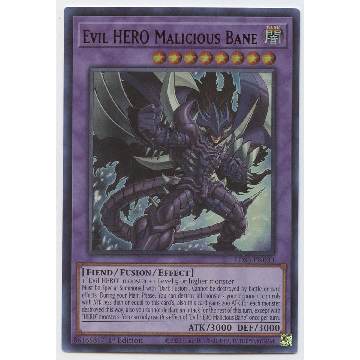 Evil Hero Malicious Bane (Red) - LDS3-EN027 - Ultra Rare - First Edition