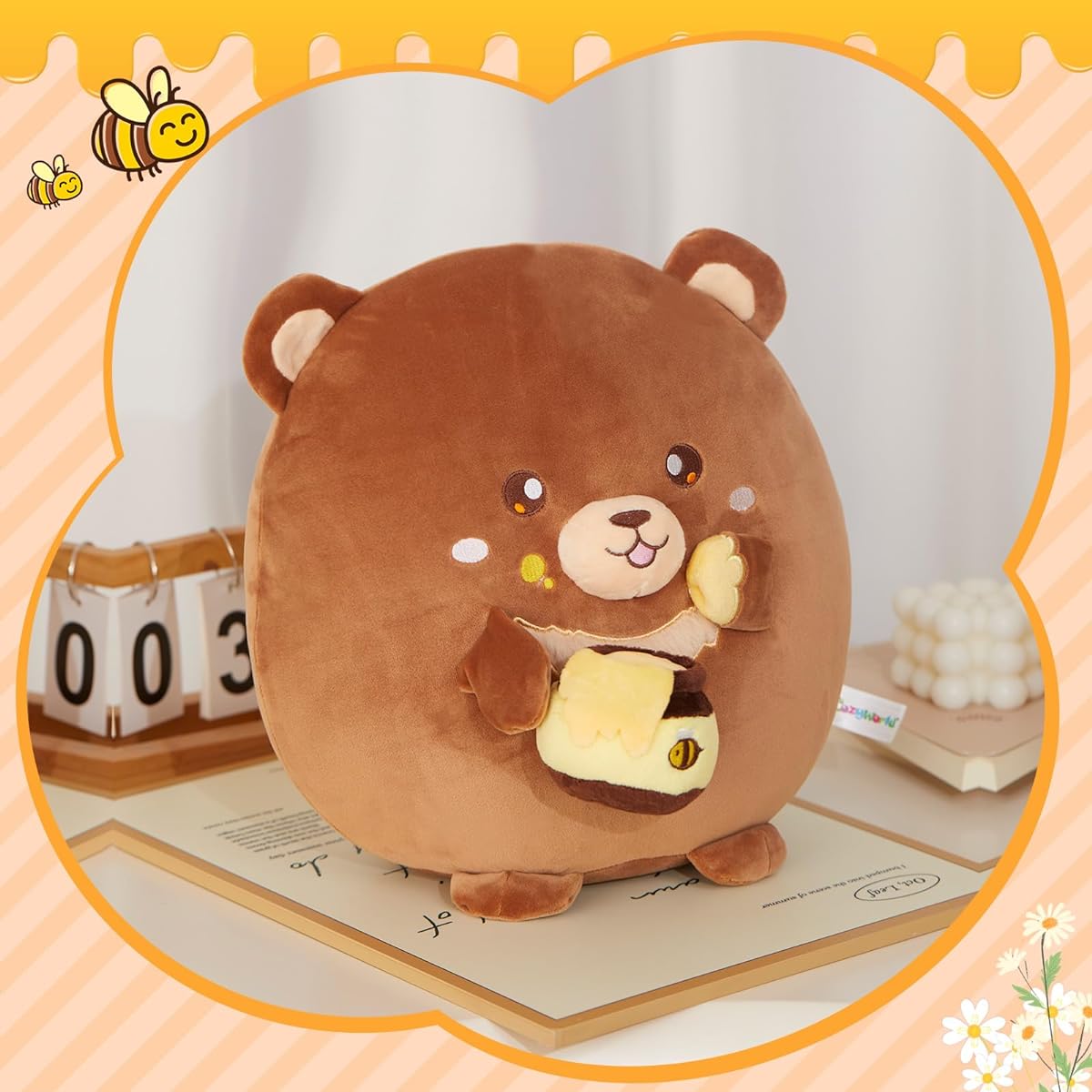 CozyWorld Bear Snuckles Plush Toy 12 Inch Teddy Bear Stuffed Animal Gift for Girlfriend/Kids Ultra Soft Stuffed Brown Bear with Honey Pot