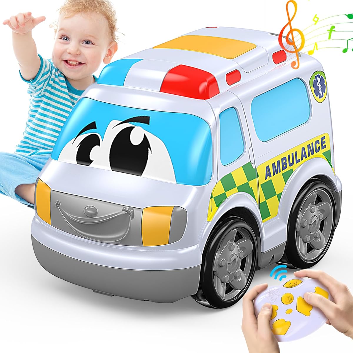 JOLLY FUN Remote Control Car for Boys 4-7 RC Car & 4 Wheel Drive with Lights & Music Kids Stunt Car Toys for 3 4 5 Year Old Boys & Girls Birthday/Christmas/Indoor/Outdoor Kids Gifts