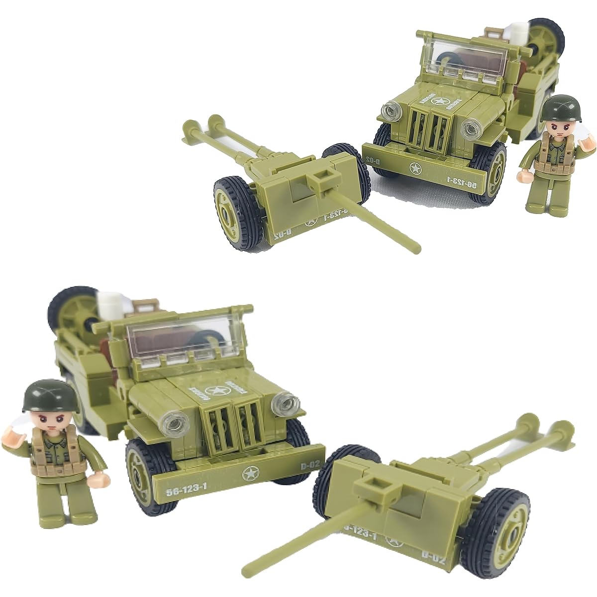 General Jim's WWII US Army Willie's Vehicle Truck Building Blocks Toy Brick Set (2 Pieces and Accessory Set)