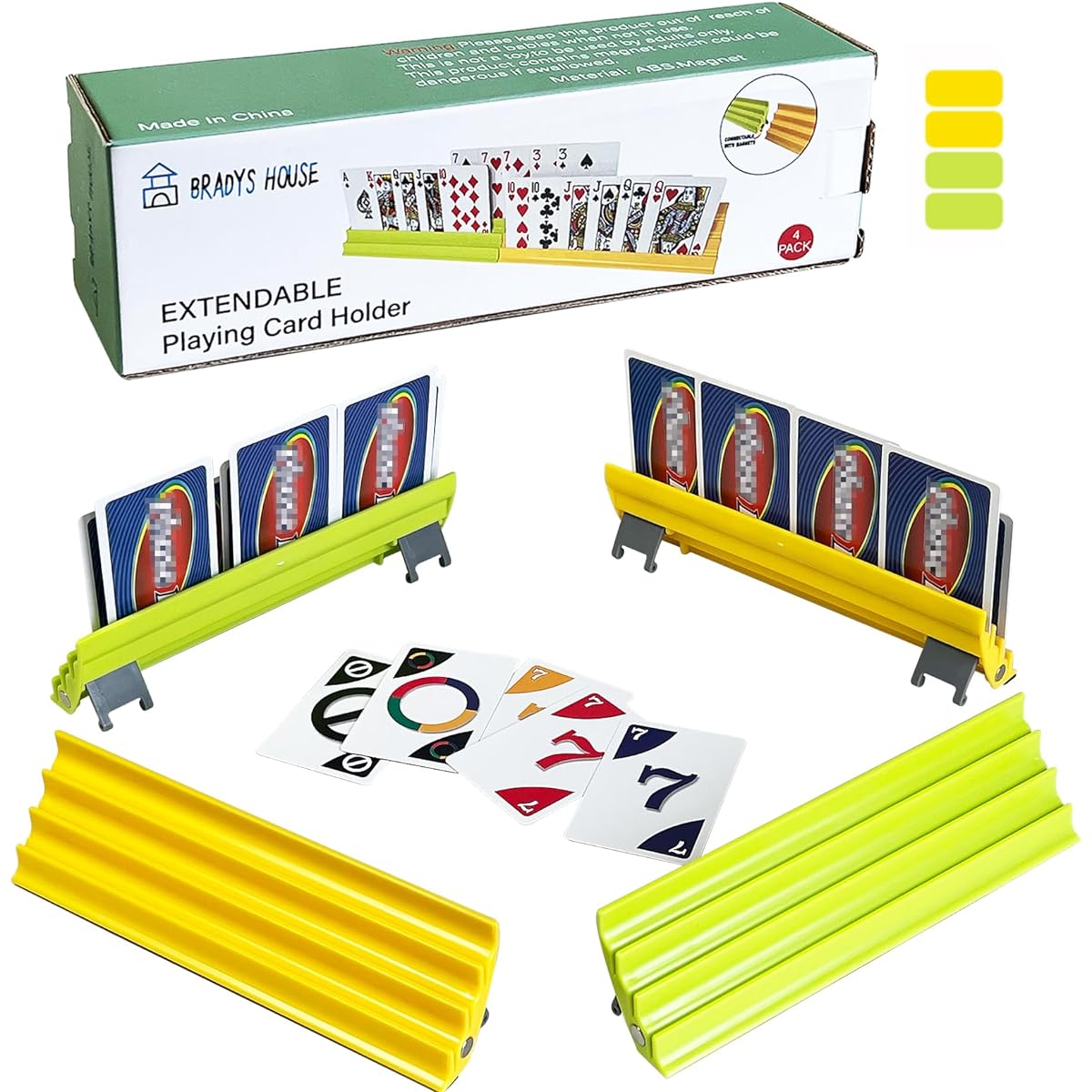 BRADYS HOUSE - Expandable Playing Card Holder for Kids/Seniors, Card Game Card Holder - Pack of 4