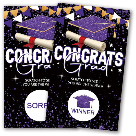 50 Graduation Party Scratch Off Cards, 2.0 inches x 3.4 inches, Graduation Party Game Supplies Cards, High School or College Graduation Party (DLM178)