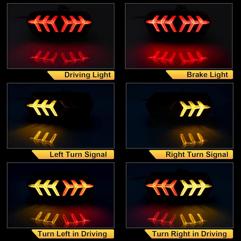 CHCSHH LED Motorcycle Tail Light Integrated Brake Rear Light with Turn Signal Compatible with Honda GROM MSX125/SF CB650F CBR650F CTX700N (Smoke Lens)