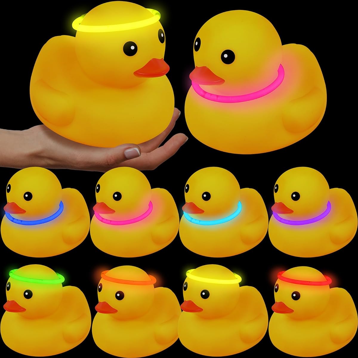 Deekin 10pcs 5inch Large Yellow Rubber Duck Bulk Big Duck Bath Toy Squeaky Rubber Ducky Bathtub Floating Bath Duck Birthday Party Decoration Gift Swimming Pool (Bright)