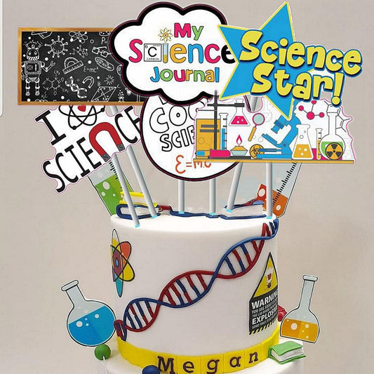 24pcs Science Themed Table Centerpiece Stick Decorations Science Star Table Toppers Mad Science Baby Shower Kids Astronomy Biology Chemistry Physics Birthday Party Supplies
