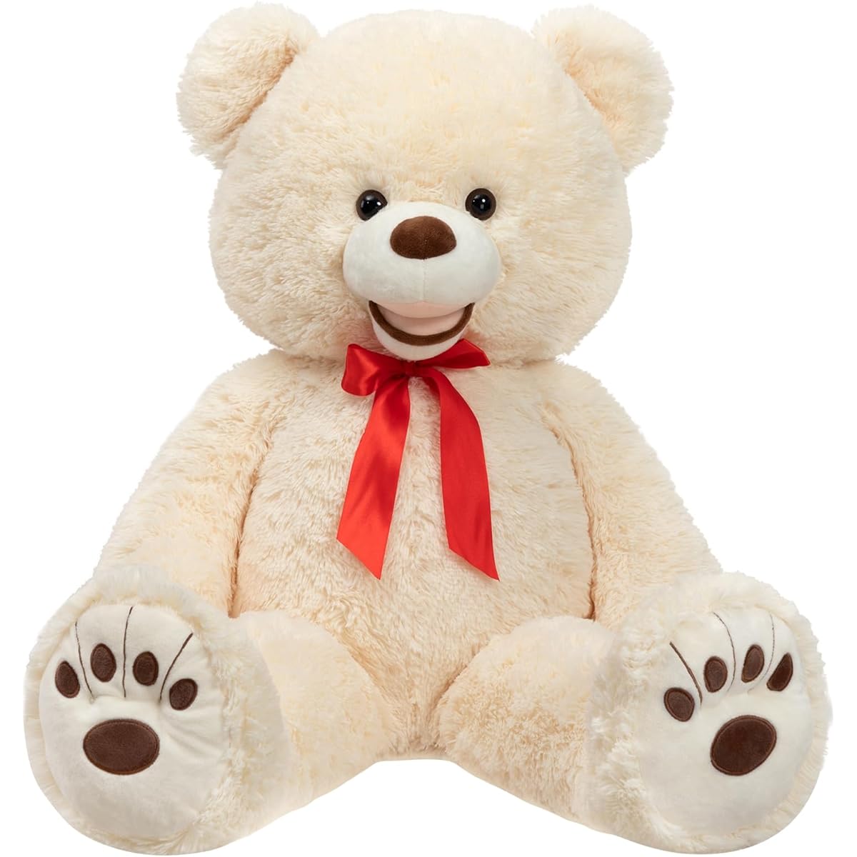WENMOTDY Teddy Bear Stuffed Animal Plush Toy Giant Teddy Bear Big Bear with Paws Girlfriend Kids 36 Inch Beige