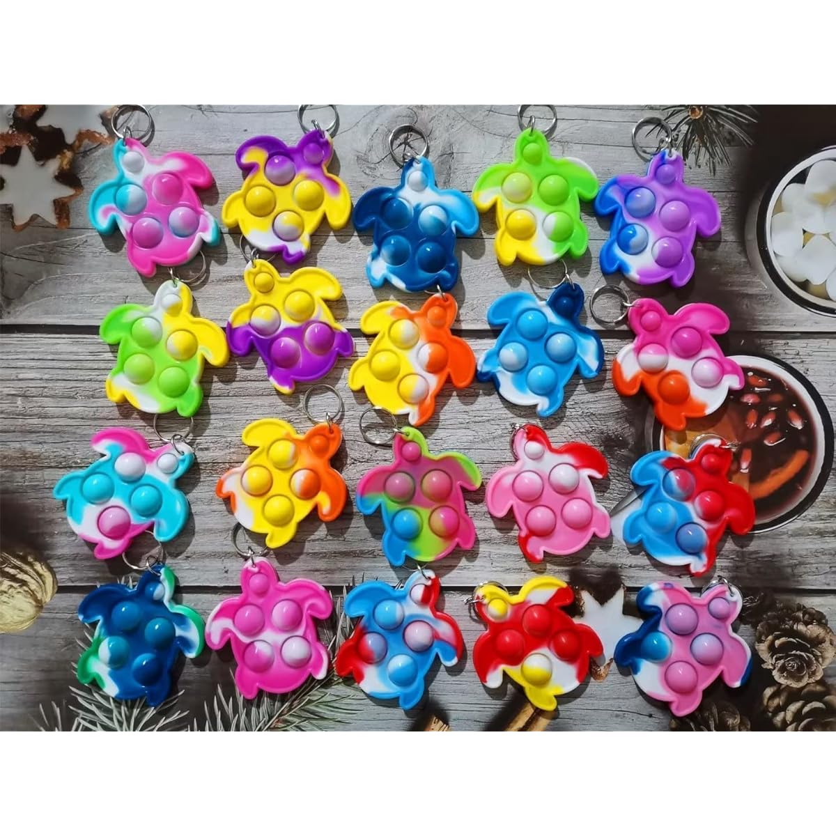 Roaqua 100 Pack Turtle Mini Pops Fidgets Autism Special Needs Squishy Sensory Party Favors Gifts for Family, Adults, Kids