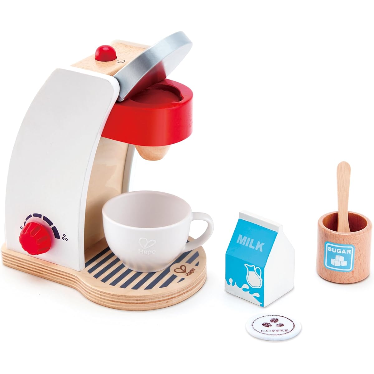 Hape My Coffee Machine Wooden Play Kitchen Set with Accessories (White)