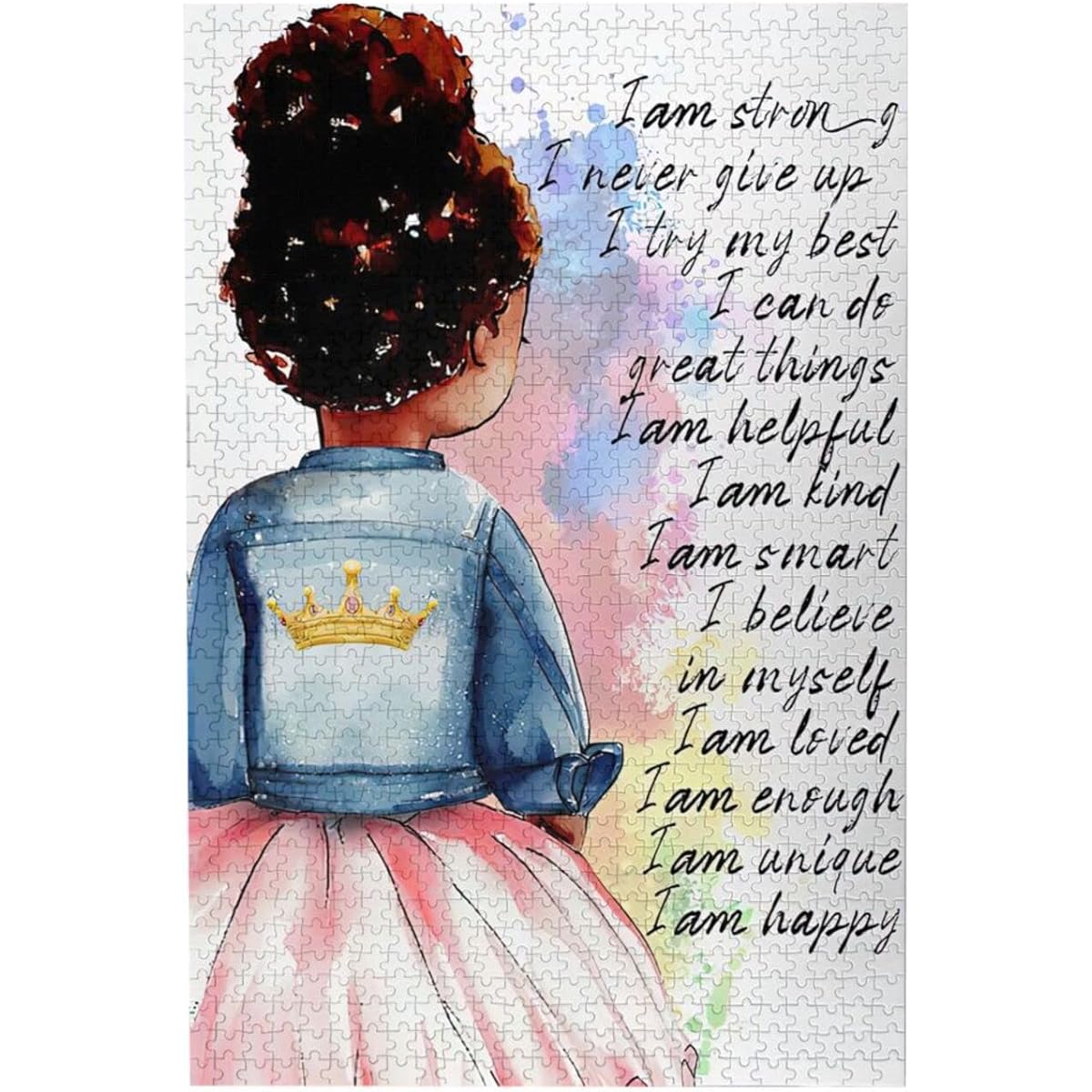 Black Queen Girl Jigsaw Puzzle African American Woman Wooden Jigsaw Puzzle for Adults and Teenagers Leisure Game Fun Toys Great for Family and Friends Decorative Painting