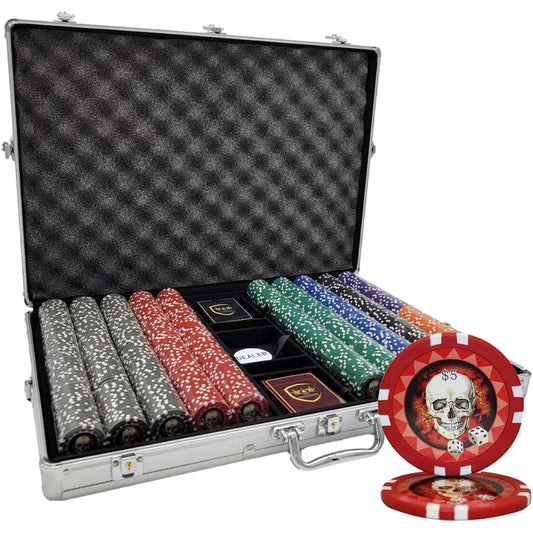 1000 Piece 13.5g Skull Poker Chip Set Aluminum Case Custom Built.