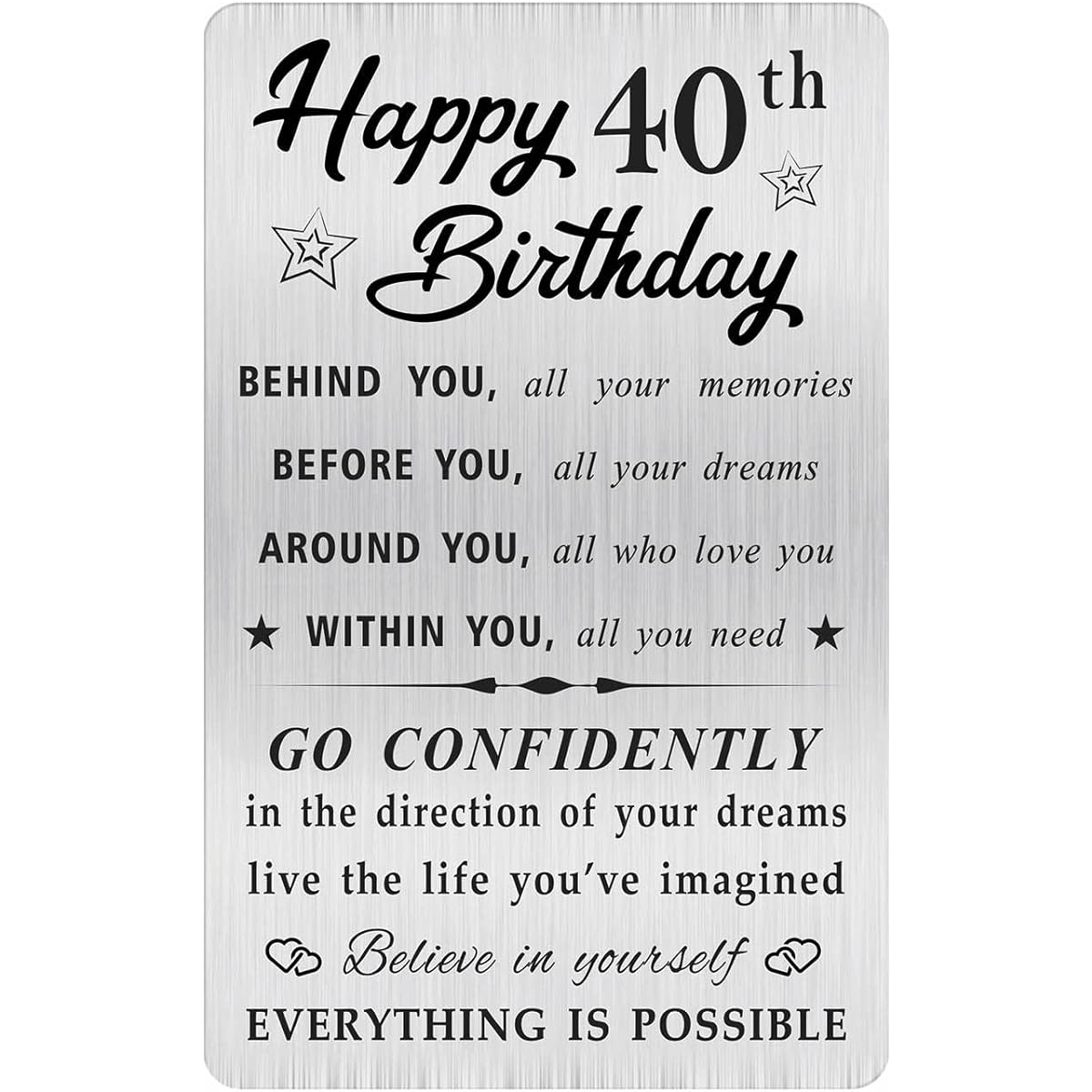 MOQIYXL 40th Birthday Cards for Men and Women, Small Engraved Wallet Cards for 40th Birthday Gifts