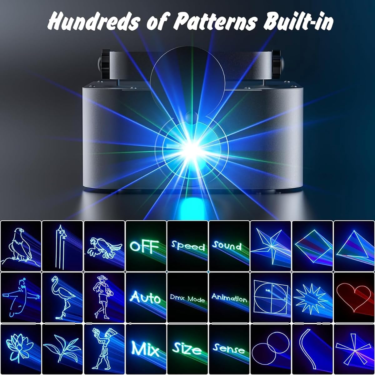 U`King Disco Light Party Light 3D Animation DJ Light Disco Projector with Voice Control &DMX512 Remote Control Perfect for Halloween, Live Show, Family Party, Bar