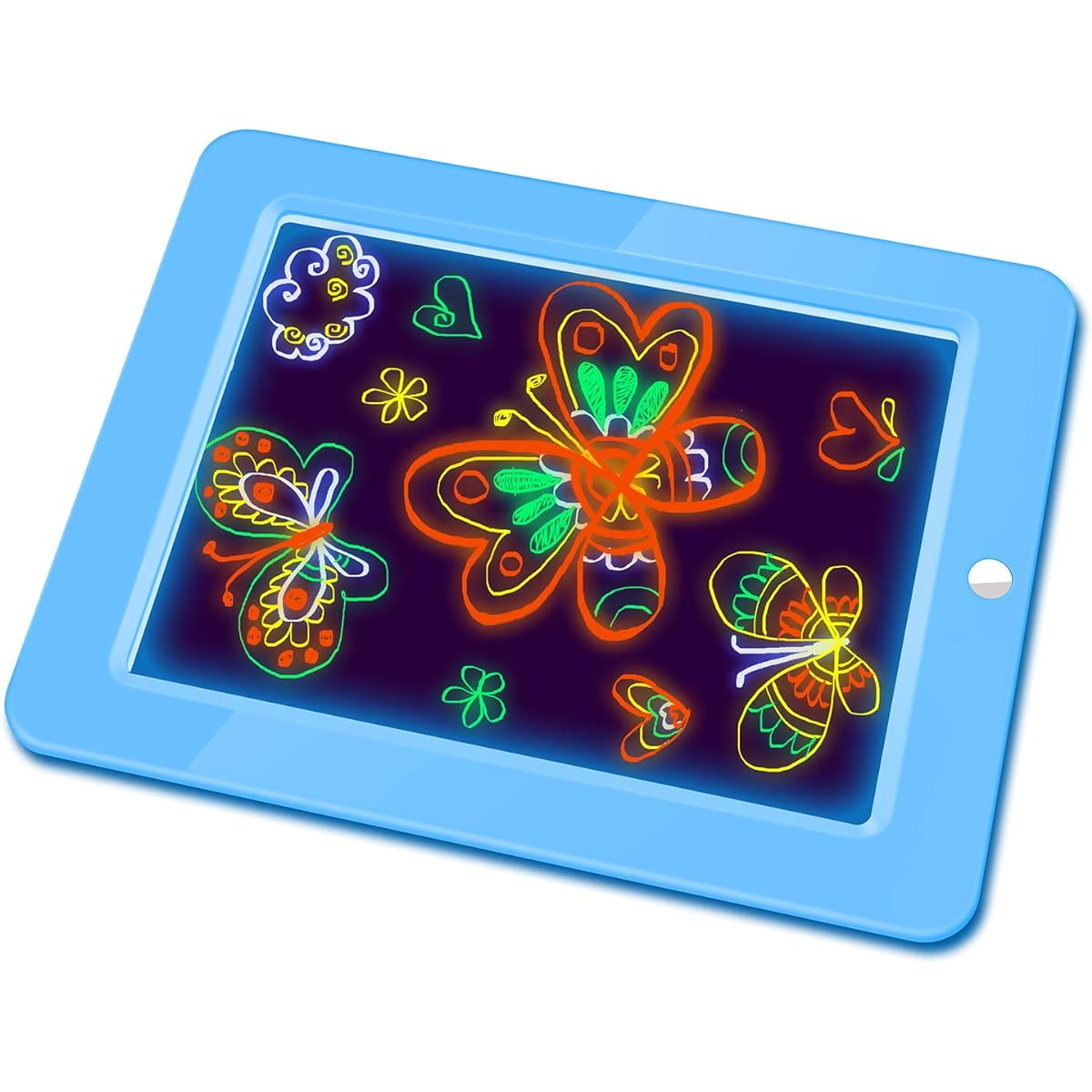 Hzran Crazy Disco Glow Board Magic Drawing Board Writing Maker Learning Creation Art Tablet Music Light Up Tracing Pad for Kids Gift Blue