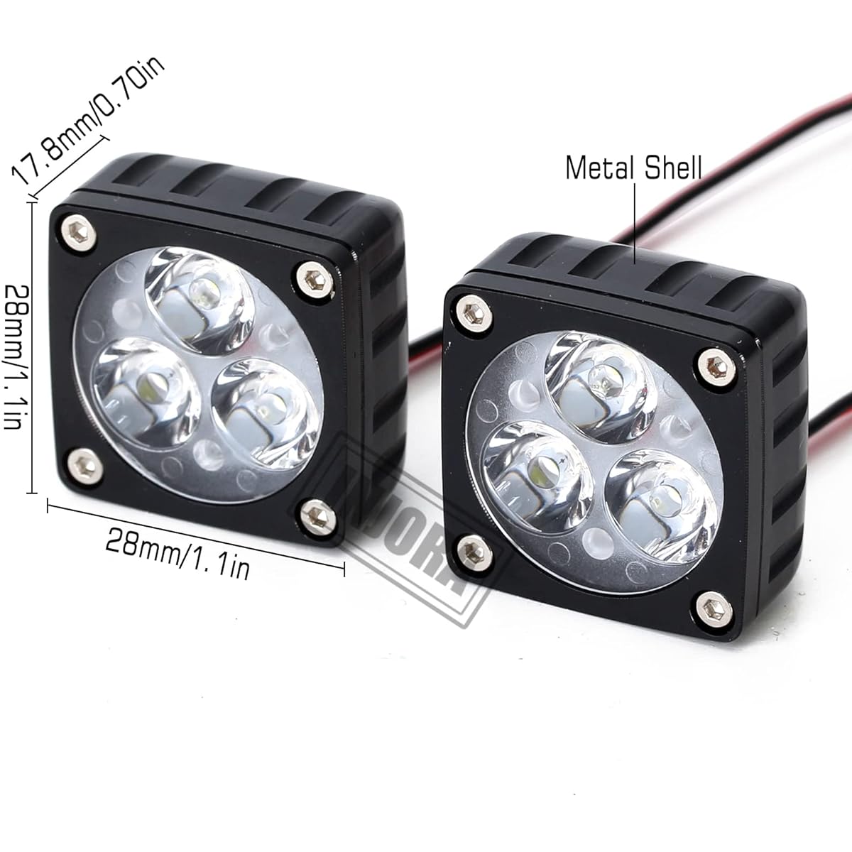 INJORA RC Lights Super Bright A-Pillar Lights Square Lamps for 1/6 1/8 RC Crawler Car Axial SCX6 Wraith Trail Honcho 4WD RTR Upgrade Parts 28x28mm