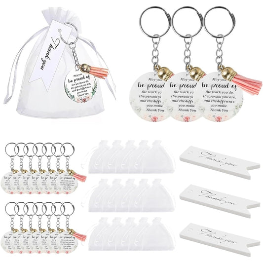 48 Sets Thank You Gifts Bulk Thank You Acrylic Keychains Funny Thank You Cards Employee Appreciation Gifts Inspirational Greeting Notes Tassel Keychains for Coworkers Teachers Students, Clear, One Size