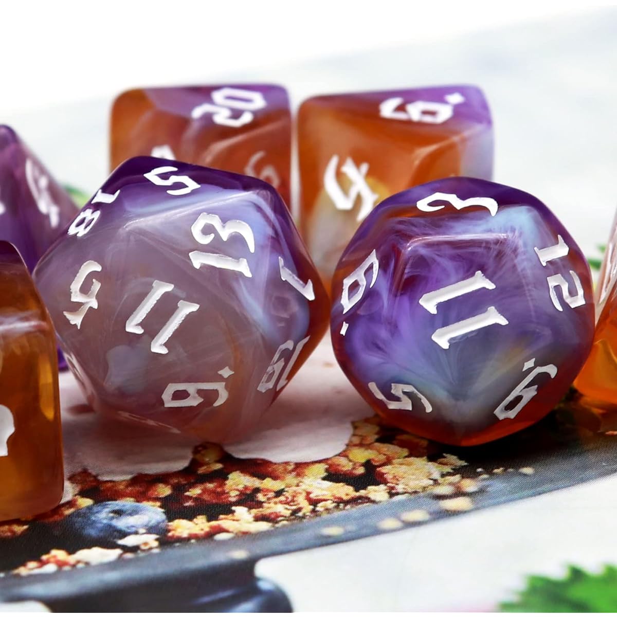 Haxtec 14PCS DND Dice Set Purple Yellow Red White Polyhedral RPG Dice for Dungeons and Dragons Gift
