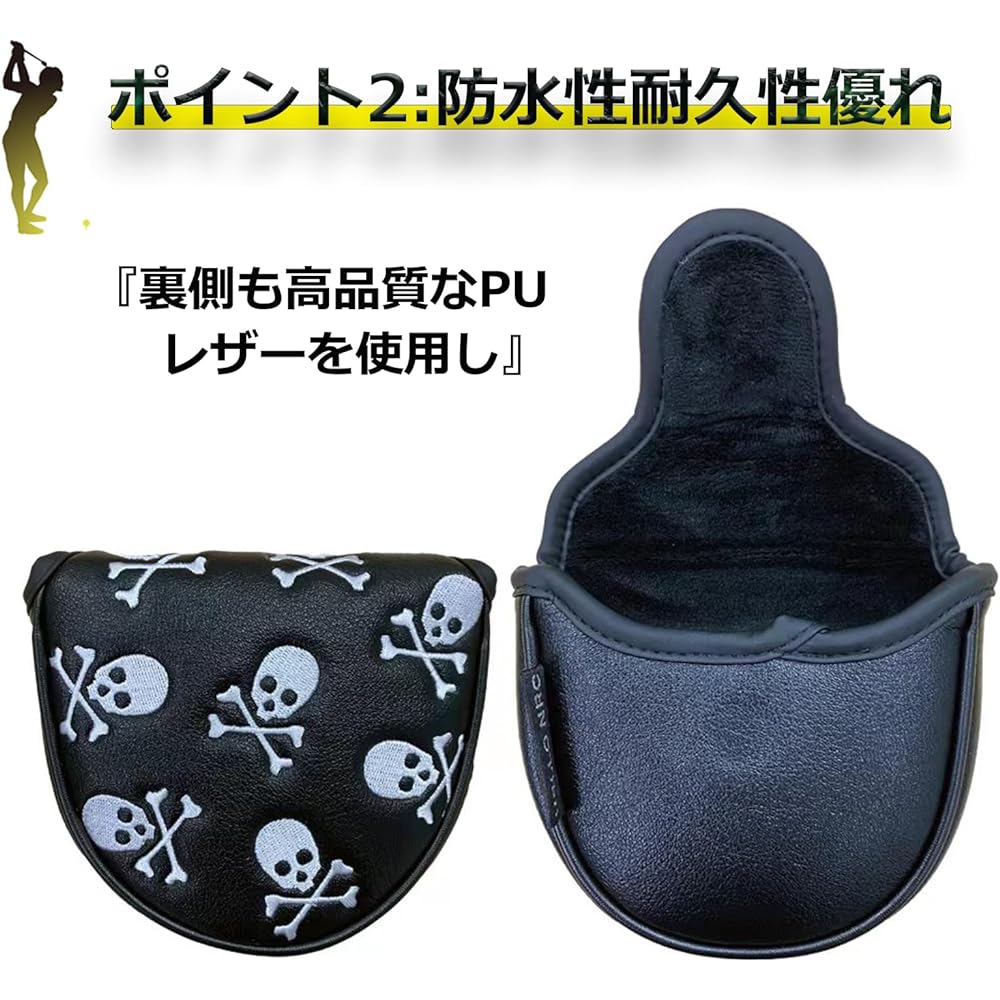 Golf Cover Golf Head Cover Putter Cover Mallet Utility Head Cover Fairway Wood Cover Driver UT DR FW Cover Small Skull Waterproof Conversion Doug Included