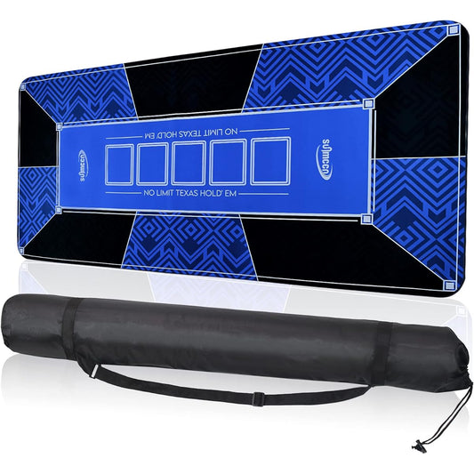 SUNMCCN Poker Mat - 47 x 24 Inch Professional Rubber Poker Table Mat Topper for Texas Hold'em Blackjack Casino Games, Foldable Portable Design with Carry Bag