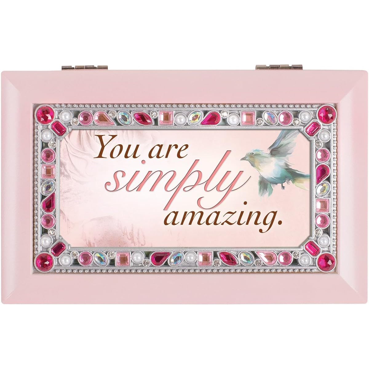 Sweet Girl Jeweled Pink Jewelry Music Box - Plays Tune You Are My Sunshine