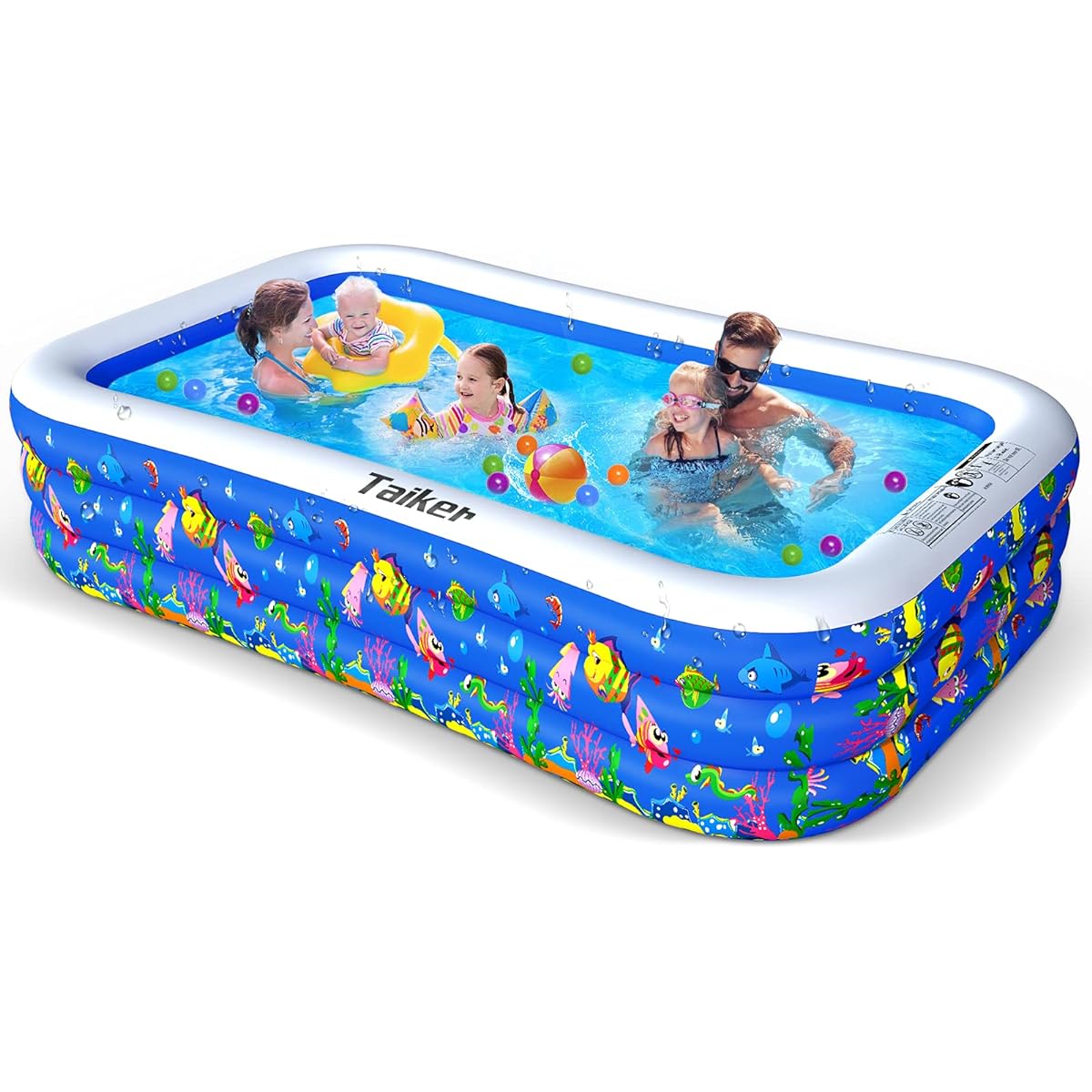 Taiker Inflatable Swimming Pool, Kids Pool, Family Lounge Pool, Large Family Swimming Pool for Kids/Adults/Baby/Toddlers/Outdoor/Garden/Backyard (120" x 72" x 20")
