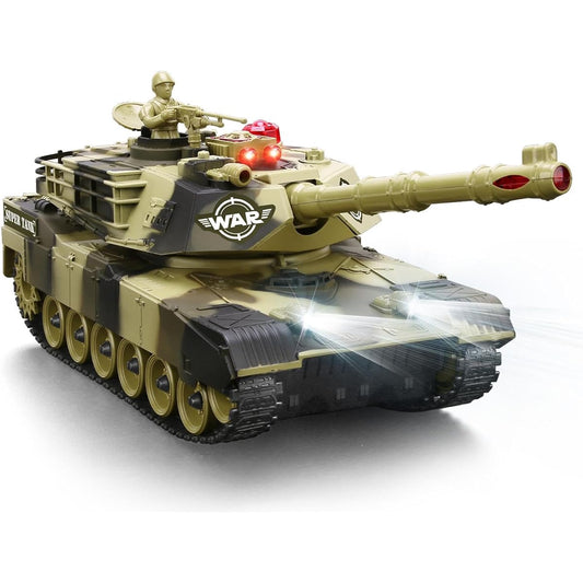 Remote Control Tank for Boys - Simulated Military Tank Toys for Kids, 1:28 Scale 8 Channel RC Tank with Toy Soldiers, 2 Batteries, Rotating Turret and Sounds, Military Toys, Great Gift for Boys Ages 8 9 10