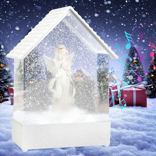 VITAKEO Angel Musical Snow Globe - Praying Angel Statue Light Festival Decoration Home Mother's Day Birthday Gift Keepsake Gift Festival Gift USB or Battery Powered (3x5.1x2.7 inch)