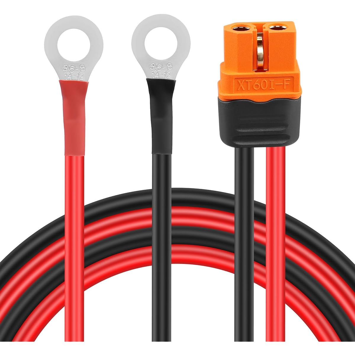 GELRHONR XT60i - O-Ring Terminal Cable 3.2ft 12AWG XT60i-F Female to O-Ring Eyelet Terminal Plug Connector Extension Cable for RC Lipo Battery FPV Racing Drone