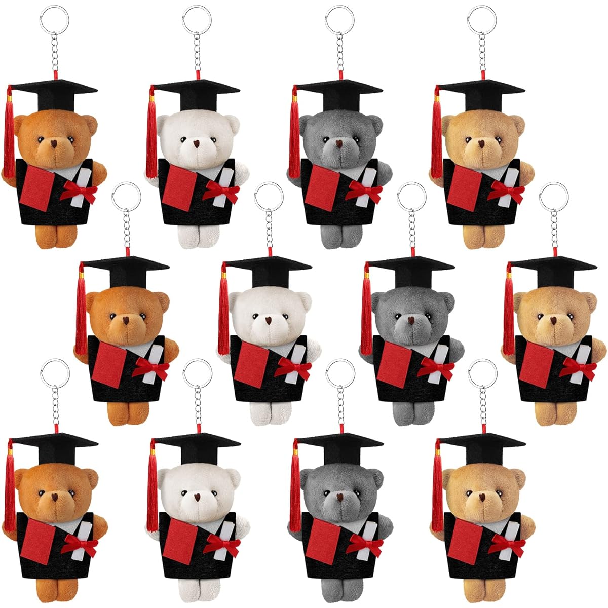 Batiyeer 12pcs Class of 2024 Graduation Little Bear 5.1 Inch Plush Toy Little Bear Keychain Mini Graduation Stuffed Animal Bear Toy Graduation Gift for Kindergarten Primary School College Ceremony, Please See the Picture, 5.1 inches