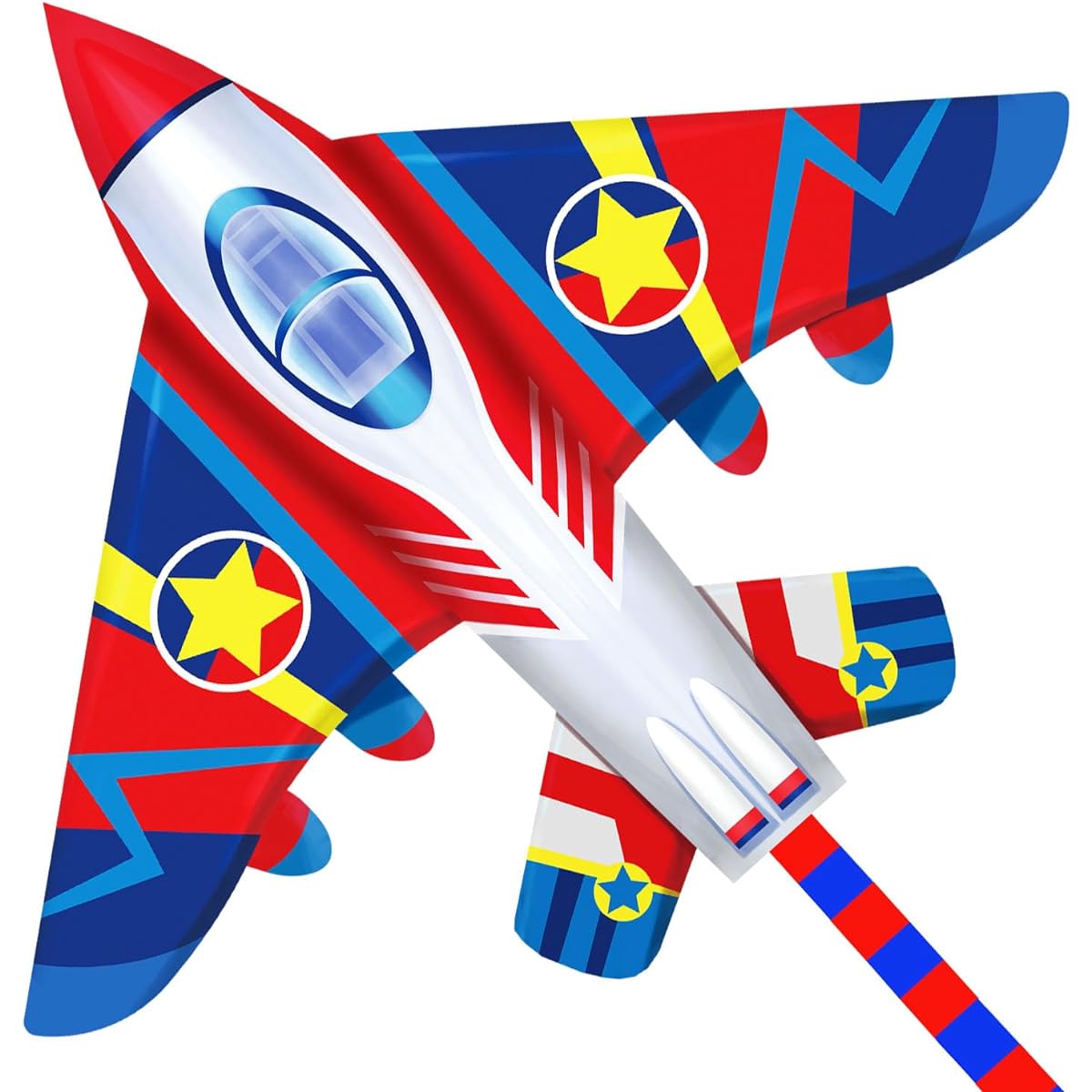 HONBO 58" Fighter Jet Kite for Kids, Easy to Fly, Adult Kite Reel with 200ft String for Beach Trips