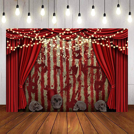 Aumeko Happy Halloween Backdrop Red and White Stripes Bloody Vampire Scary Background Carnival Trick or Treat Birthday Party Hallowmas Skull Prom Party Decorations Gifts Photo Booth Props