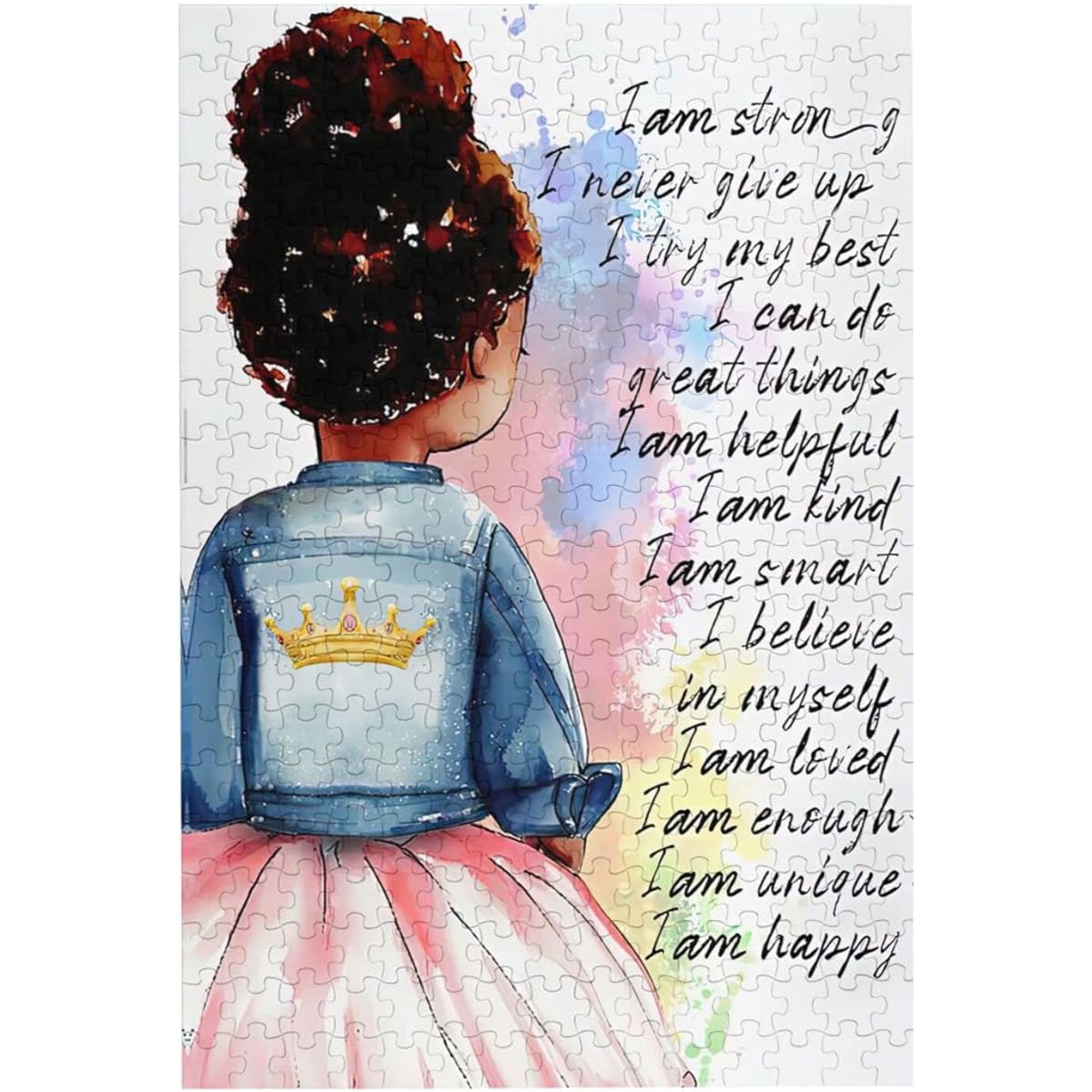 Black Queen Girl Jigsaw Puzzle African American Woman Wooden Jigsaw Puzzle for Adults and Teenagers Leisure Game Fun Toys Perfect for Family Friends Decorative Painting